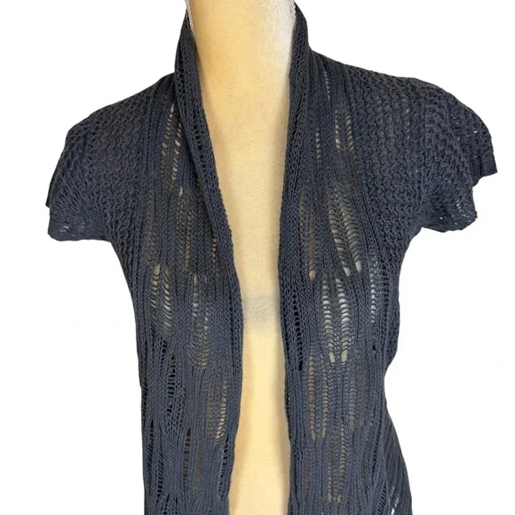 Cabi 286‎ Slate Blue Cottage Cardigan Womens Size XS Open Knit Waterfall - Picture 4 of 10